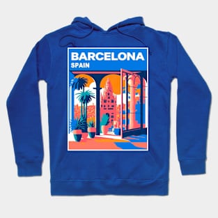 Barcelona Spain Colorful Abstract Surreal Gaudi Church Scene Print Hoodie